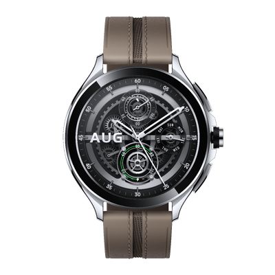 Смарт-часы Xiaomi Watch 2 Pro серебристый с коричневым кожаным ремешком BHR7216GL