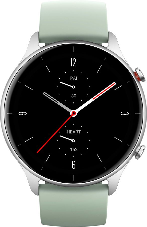Смарт-часы Amazfit GTR 2e серебристый с зеленым ремешком