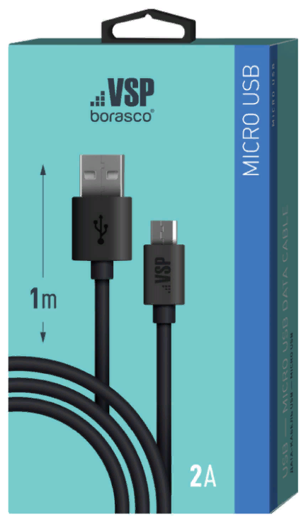Кабель Borasco USB to Micro-USB 2А 1м черный 20542
