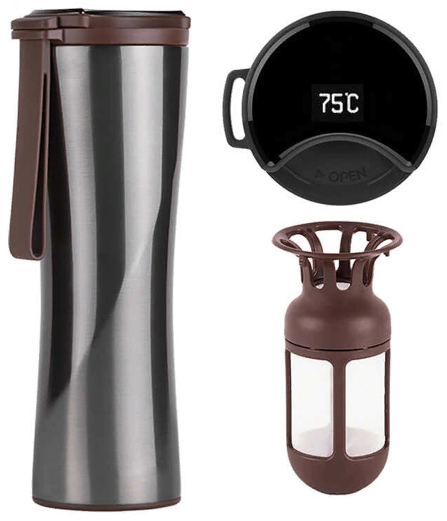 Термокружка Kiss Kiss Moka Smart Cup Oled 430ml серая