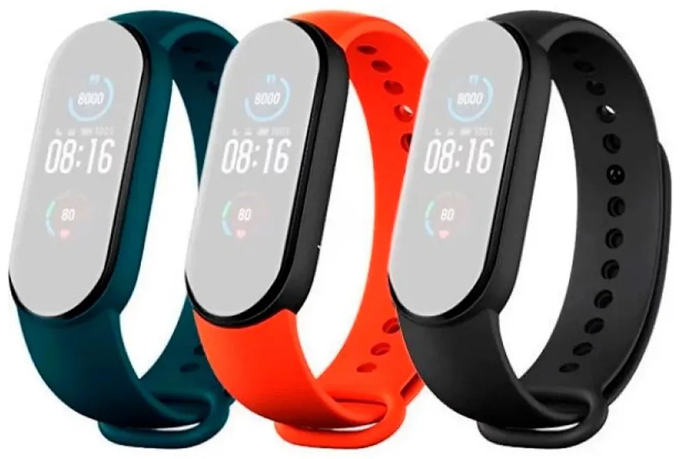 Ремешок для фитнес браслета Xiaomi Mi Smart Band 5 Strap (3шт) BHR4639GLчерный/оранжевый/зеленый